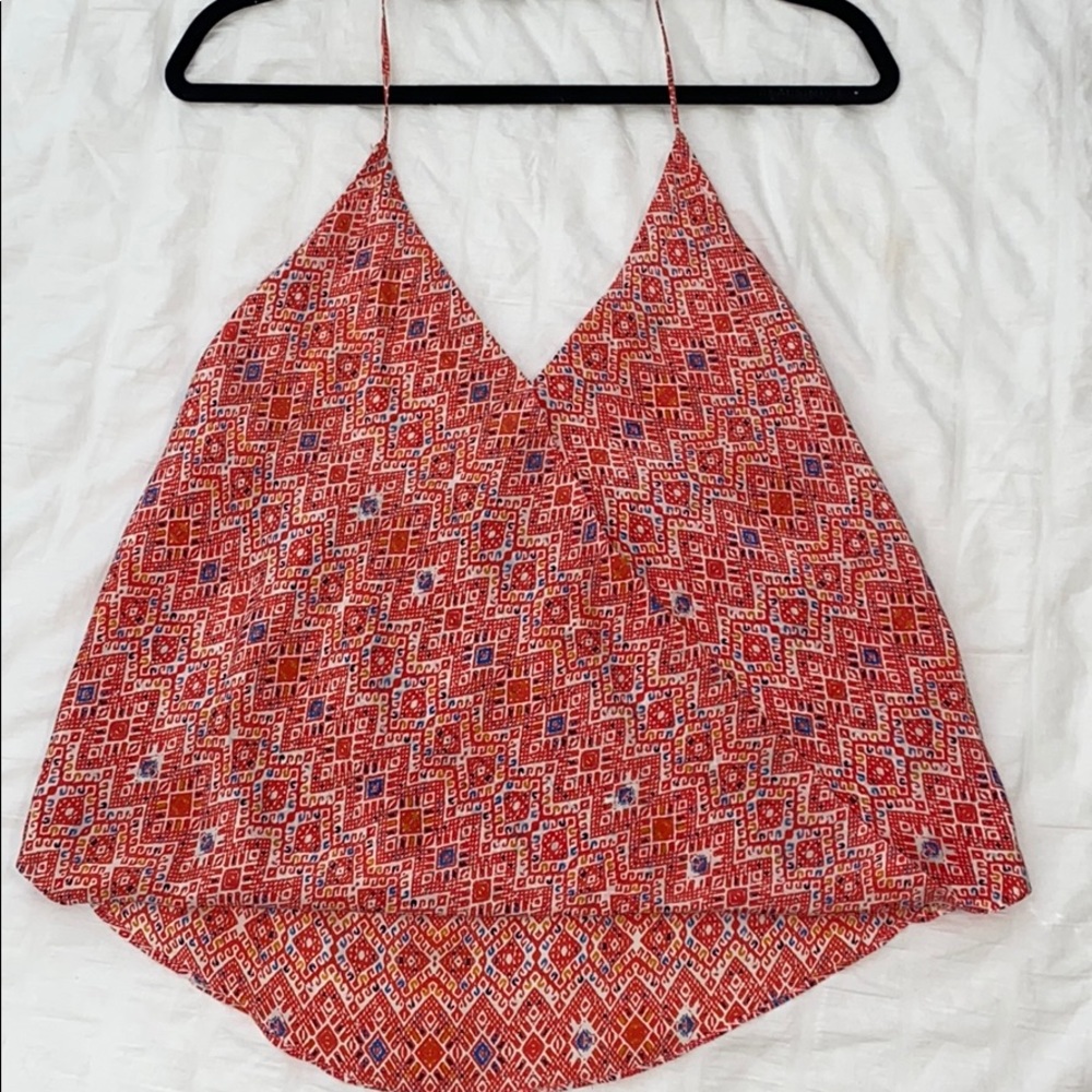 Patterned silk halter top